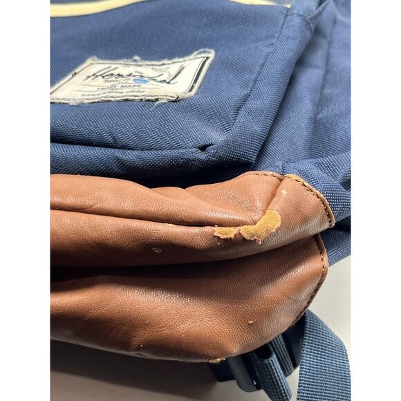 HERSCHEL Backpack Pop Quiz Canvas Leather Trim Waterproof Blue 22L - Picture 10 of 16